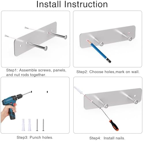 Ironing Board Holder, Ironing Board Hanger Wall Mount for Y or T Shaped, Laundry Rooms Stainless Steel Iron Board Hook with Adjustable Hooks