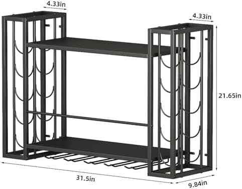 Wall Mounted Wine Rack, 31.5" W x 9.8" D x 21.6" H