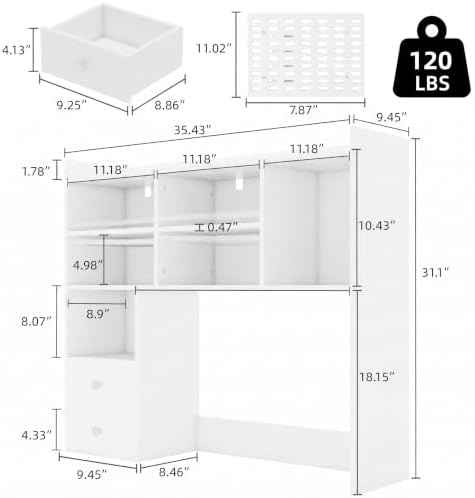 ELECWISH Desktop Bookshelf, Desk Shelf for Computer Desk, 36”, 7 Tier