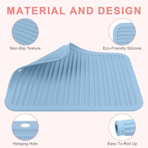 Silicone Heat Resistant Mat for Hair Tools, Oversize, Blue