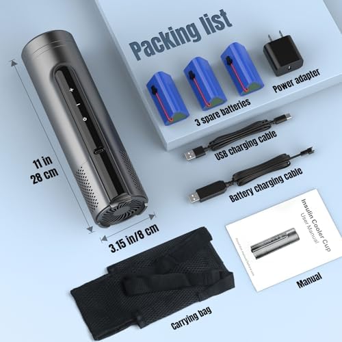 Insulin Cooler Travel Case TSA Approved – Portable Diabetic Medication Cooler with USB Charging & Backup Battery, Keeps Insulin at 0–18°C, Fits 1–7 Pens, for Travel & Daily Use (Titanium Gray)
