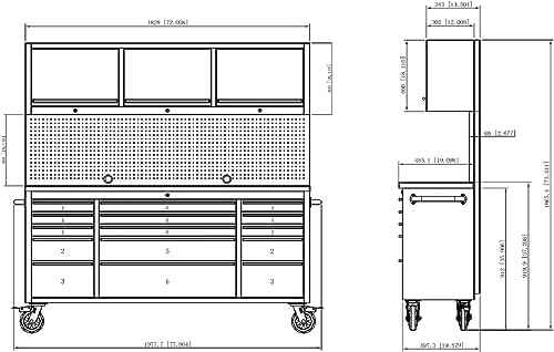 CT Copper Tailor 72-inch Rolling Tool Chest with 15 Drawers,Black
