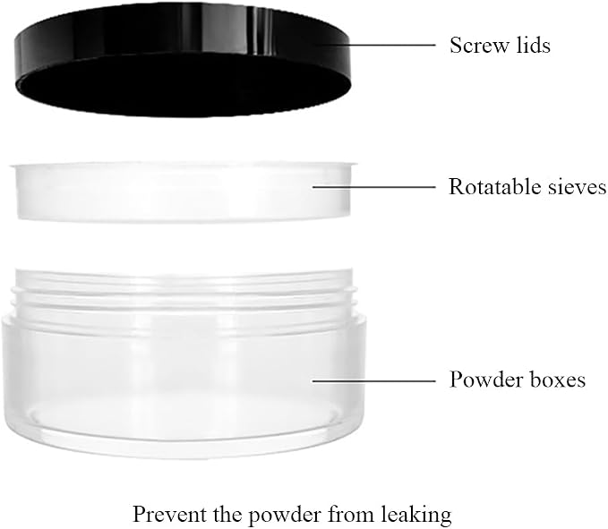 HAHIYO 2P 10ml/0.34oz Plastic Empty Travel Powder Container Small Loose Powders - Image 3