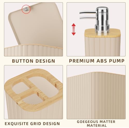 XLHOMO Bathroom Accessories Set - 10PC Elegant Beige Bathroom Set