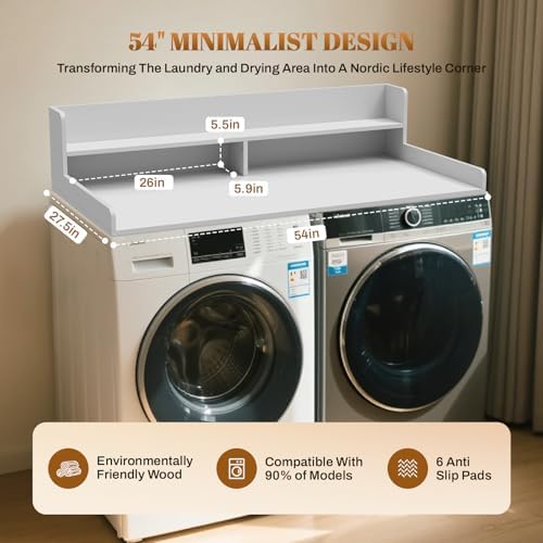 GCCSJ 2-Tier Washer Dryer Countertop 54x27.5" Laundry Machine Topper,White
