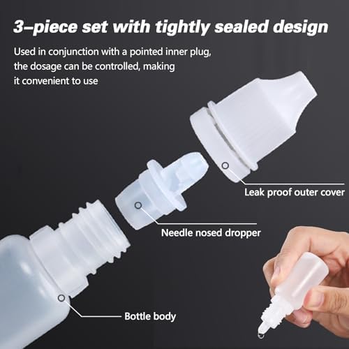 12PCS 3ML White Plastic Empty Squeezable Dropper Bottles Portable Eye