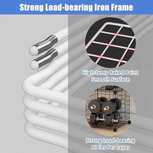 Stackable Hard Hat Storage Rack, White Iron Wire - 32 Grids