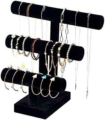 ByKen T Bar Bracelet Display Stand,Necklace Organizer Holder (Black)