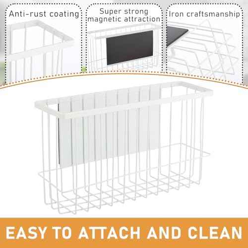 Magnetic Dryer Ball Holder for Laundry Room Dryer Ball Organization, Magnetic Lint Bin for Laundry Room Wool Dryer Ball Organizer, Iron Dryer Ball Container for Laundry Room Storage（White）
