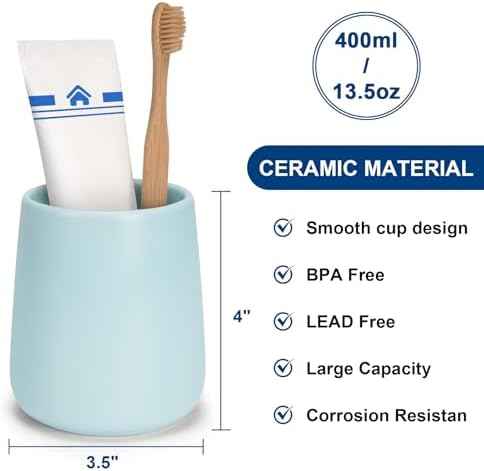 Bathroom Tumbler Cup Ceramic 2Pcs 13.5oz Reusable Toothbrush Cup