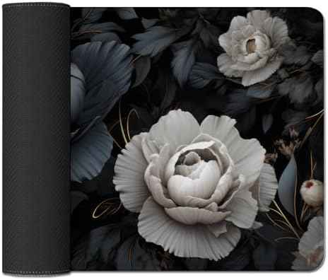 Black and White Mouse Pad,Floral Mouse Pad Desk Mat,Large Mousepad