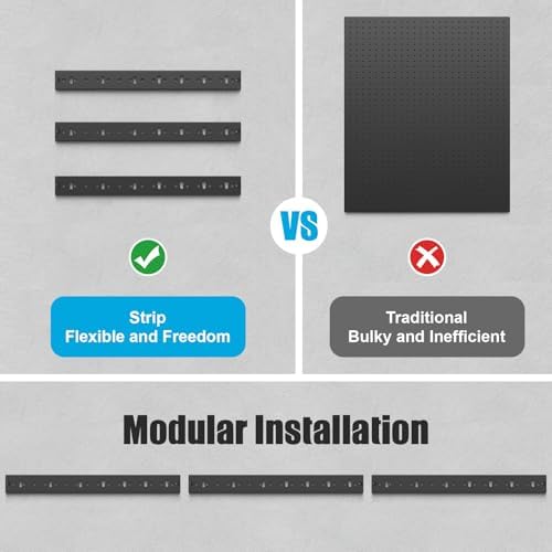 CCCEI 3 Modular Pegboard Strip Storage, Metal Peg Slat Wall Mount for