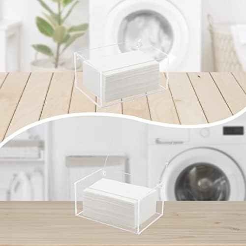 Watpot Acrylic Dryer Laundry Sheet Holder Dispenser Clear Container Box with Lid