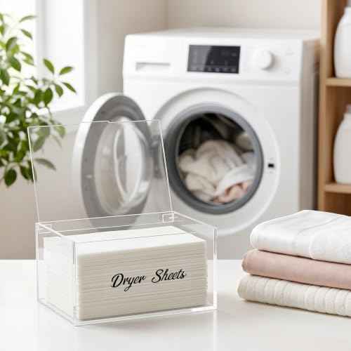 Acrylic Dryer Sheet Holder Dispenser Container,Bonus Black Labels Included