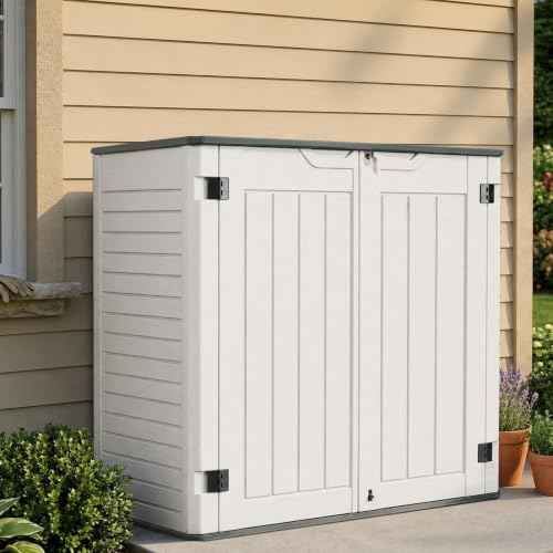 EHHLY Horizontal Resin Storage Shed, 35 Cuft Garden Tool Sheds &