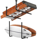 Sunexinlo Surfboard Wall Mount or Ceiling Rack, Heavy-Duty Garage Ceiling Storage Racks with Sponge Pads for Ladder, Surfboard, Snowboard, Paddle Boards, Holds 100 lbs, Black