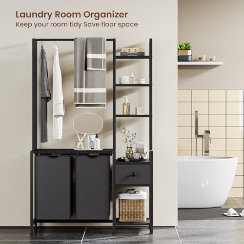 Creso hom Laundry Hamper with Shelf, 5 Tiers Tall Laundry Basket