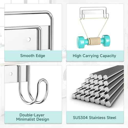 Ironing Board Hanger Wall Mount, Ironing Board Holder for T or Y Leg, Stainless Steel Iron Board Hanger, Laundry Room Wall Hook for Iron Board Holder (Silver)