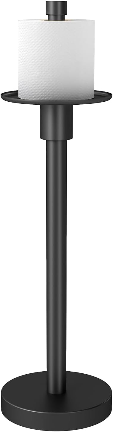 YUMORE Freestanding Toilet Paper Holder, Matte Black/Floor Standing Weighted by YUMORE