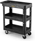 ELAFROS 3-Shelf Heavy Duty Plastic Rolling Utility Cart, 34 x 17 x 38.5 in