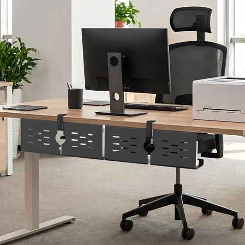 KEEGH 16 in Under Desk Cable Management Tray, Metal Cord Organizer, 2 Pack