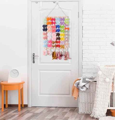 YOcity Bow Holder for Girls Hair Bows Baby Headband Holder Storage Hair Accessories Organizer Display for Nursery Room Wall Hanging Decor (White)