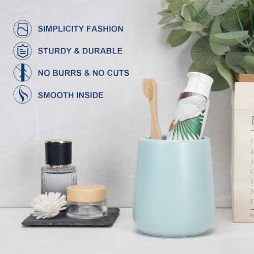 Bathroom Tumbler Cup Ceramic 2Pcs 13.5oz Reusable Toothbrush Cup