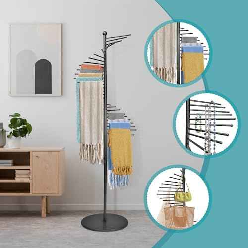 Scarf Rack Freestanding Metal Scarf Display Stand Spiral Hijab Organizer