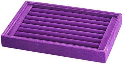 Valyria Velvet 7 Slots Ring Earrings Trays Showcase Display Jewelry Organizer (Purple)