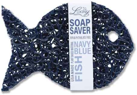 Soap Savers for bar soap, American Made by Luxiny, Lifts Soap in Soap Dishes & Shower Soap Holders -Handmade Soap Lasts Longer -Made with Plant Bsed Material (Navy Blue Fish)