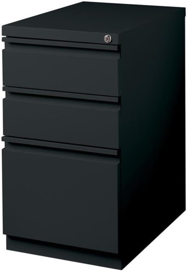 Pemberly Row 3 Drawers 27.75" Vertical Black Metal Filing Cabinet Lockable by PEMBERLYROW