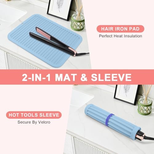 Silicone Heat Resistant Mat for Hair Tools, Oversize, Blue