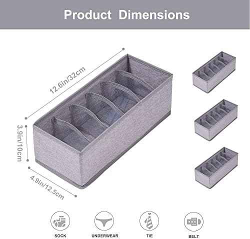 Qozary 3 Pack Sock Underwear Drawer Organizer Dividers, Collapsible