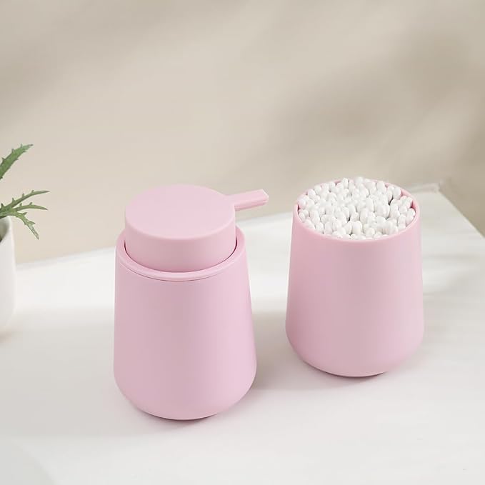 Matte Pink Bathroom Accessories 2 Piece Set Plastic Soap Dispenser and - Image 6