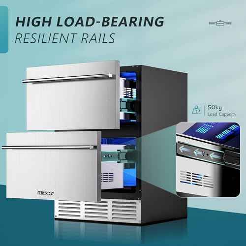 EUHOMY 24 Inch Under Counter Double Drawer Fridge, Outdoor Refrigerator