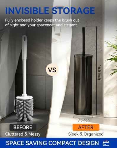 Dowry Toilet Bowl Brush and Holder Set for Bathroom 304 Stainless Steel