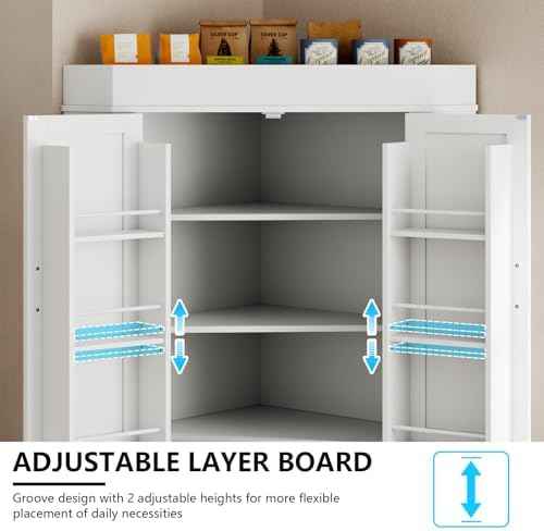 71" Tall Corner Cabinet,Kitchen Pantry Storage Cabinet with Doors & Shelves