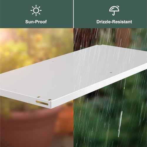 Vertical Storage Shed Shelf, Weatherproof Metal Shelf for 60 cuft Tool Cabinetwith Screw and Nuts Easy Assembly, Ideal for Outdoor Use, 45.6''L×13.2''W×69.9''H, White