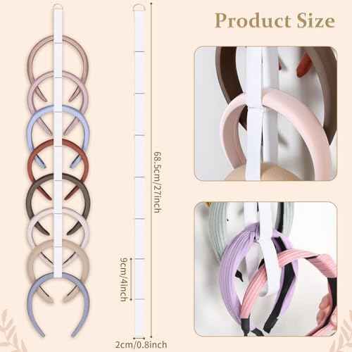 3 PCS Headband Holder Organizer for Girl,Hanging Hairband Storage for Women,White Hair Hoop Display Hair Accessories Organizer Bedroom College Dorm Decor