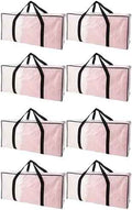 PANDA JOYS Extra Large Moving Bags with Zippers & Carrying Handles, Heavy-Duty Storage Tote for Space Saving Moving Storage, Fold Flat, Alternative to Box and Bin - 8 Pack, Semi-Transparent