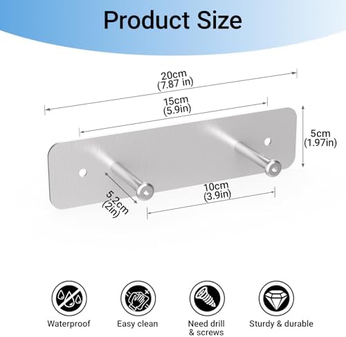 Ironing Board Holder, Ironing Board Hanger Wall Mount for Y or T Shaped, Laundry Rooms Stainless Steel Iron Board Hook with Adjustable Hooks