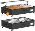 Under Bed Storage with Wheels 2-Pack, Under Bed Storage Containers, Underbed Box with Clear Lids, Rolling Underbed Storage bins for Shoes, Clothes, Blankets (25" L x 16.2" W x 5.5" H)