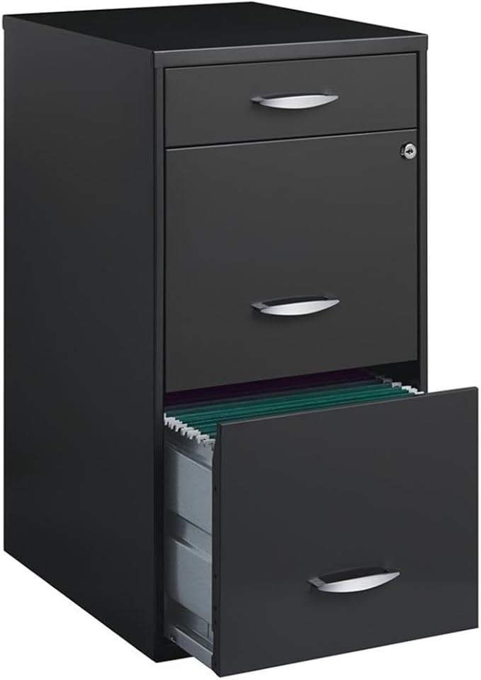 Scranton & Co 3-Drawer Contemporary Metal Filing Cabinet in Charcoal by Unknown