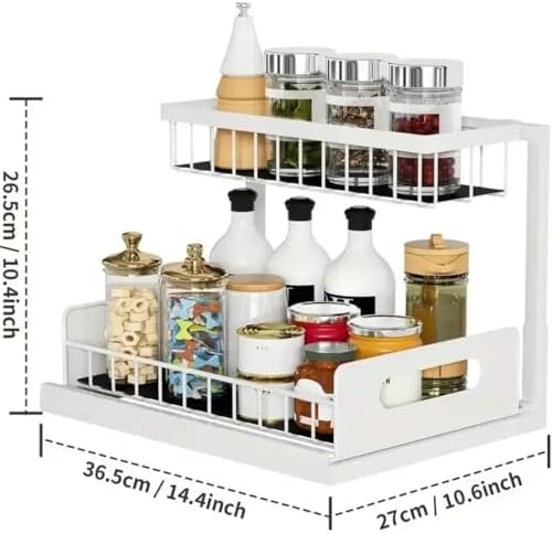 Under Sink Organizer with Sliding Drawer, Pull Out Wire Basket for Kitchen or Bathroom Cabinet Storage Under Sink Organizer Pull Out Wire Basket Sliding Drawer