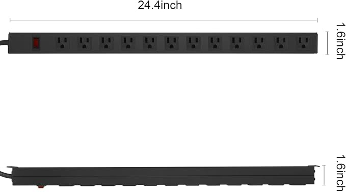 Metal Wall Mount Power Strip, Mountable Power Outlet - Image 2