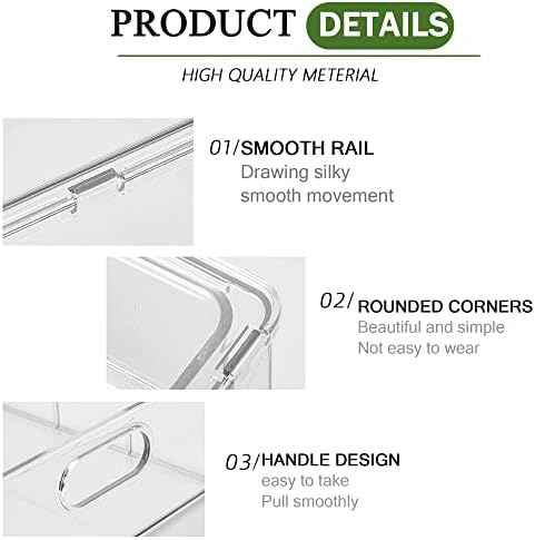Refrigerator Organizers and Storage, 2 Pack BPA-Free Sturdy Stackable Clear Pull out Drawer Organizer Bins, Fridge Organizers and Storage for Fruit, Produce, Drink, Snack and Food Storage Containers
