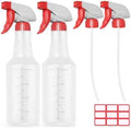 Veco Spray Bottle (2 Pack&2 extra Nozzle,16 Oz) with Measurements and Adjustable Nozzle, HDPE Plastic Spray Bottles for Cleaning Solution, Household/Commercial/Industrial Use, No Leak and Clog