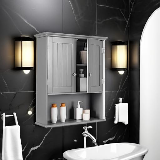 Tangkula Wall Mount Bathroom Cabinet Wooden Medicine Cabinet Storage Organizer - Image 6