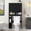 Vabches Over The Toilet Storage Cabinet with 2 Barn Doors, Pure Black