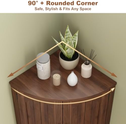 HOKYHOKY Tall Corner Cabinet, 64.7" Corner Storage Cabinet, 4 Doors